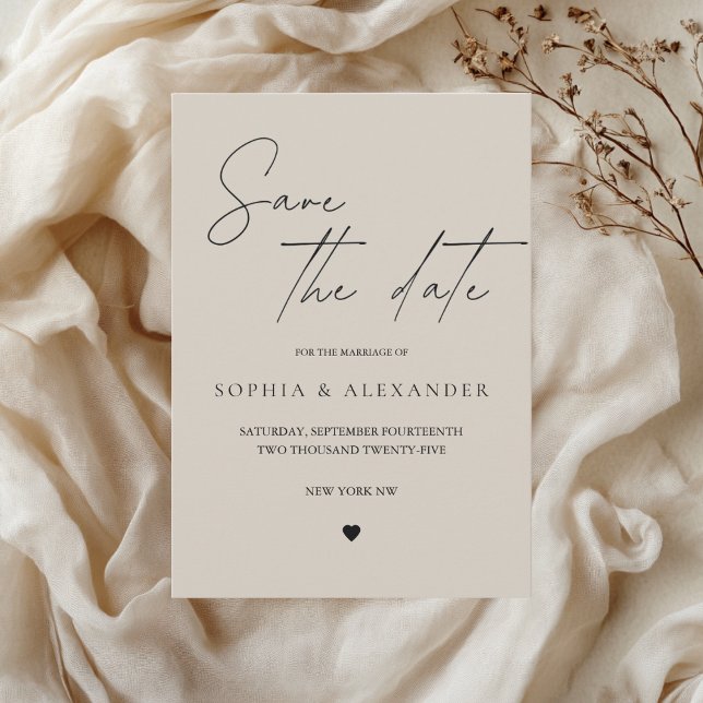Invitación Elegante Minimalista Beige Salvar la Fecha (Subido por el creador)