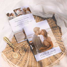 Invitación Elegante Minimalista blanco moderno 5 fotos Boda