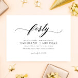 Invitación Elegante Minimalista blanco negro 40 Fiesta de cum<br><div class="desc">Celebra un hito con estilo usando esta elegante invitación minimalista a la fiesta de cumpleaños número 40 en blanco y negro. Perfecto para aquellos que aprecian la simplicidad y la sofisticación, este diseño de invitación presenta un elegante fondo negro con un texto blanco nítido, creando un aspecto llamativo pero subestimado....</div>
