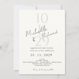 Invitación Elegante Minimalista Boda con Letra Negrita en Mar