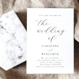 Invitación Elegante Minimalista Boda de caligrafía blanca neg