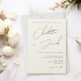 Invitación Elegante Minimalista Boda Marfil