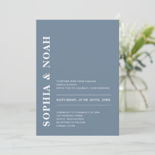 Invitación Elegante minimalista Boda moderno azul turbulento