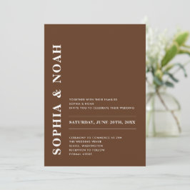 Invitación Elegante minimalista Boda moderno marrón oscuro