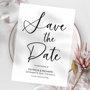Invitación Elegante Minimalista Boda Sin Foto Guardar La Fech