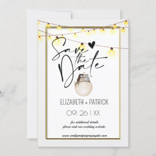 Invitación Elegante minimalista, búhos enamorados guarda la f