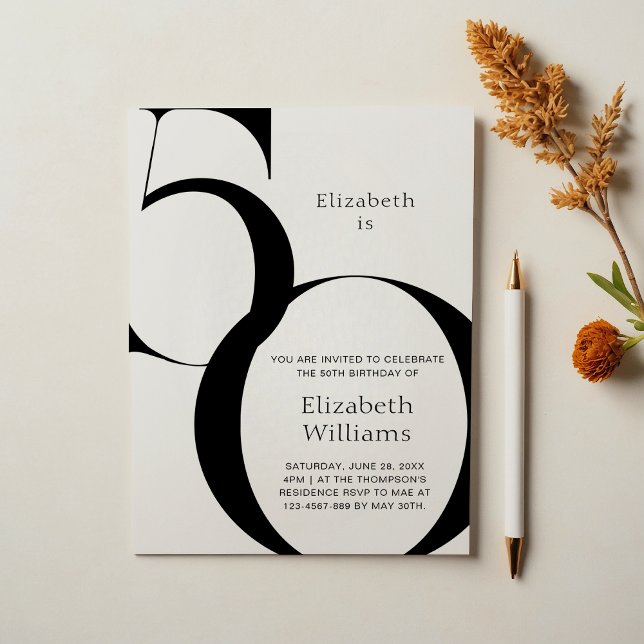 Invitación Elegante Minimalista Cincuenta Años (Subido por el creador)