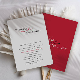 Invitación Elegante Minimalista Con Boda De Acentos Rojos