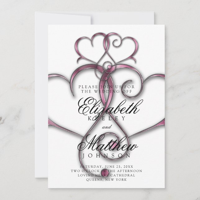 Invitación Elegante Minimalista Corazón Rosa (Anverso)