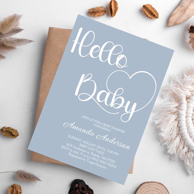 Invitación Elegante minimalista Cute Blue Baby Boy Shower (Subido por el creador)
