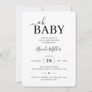 Invitación Elegante Minimalista Fiesta de Bienvenida al Bebé