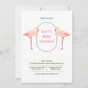 Invitación Elegante Minimalista Flamingo Baby Shower