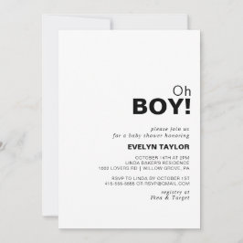 Invitación Elegante minimalista Formal Oh Boy Baby Shower