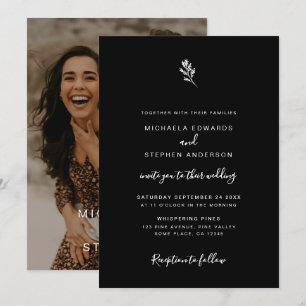 Invitación Elegante Minimalista Fotografía Botánica Boda