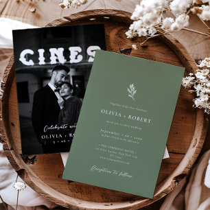 Invitación Elegante Minimalista Fotografía Botánica Boda
