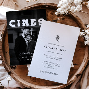 Invitación Elegante Minimalista Fotografía Botánica Boda