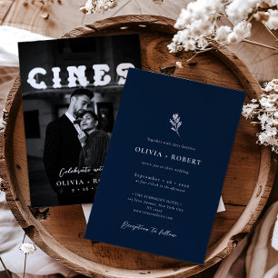 Invitación Elegante Minimalista Fotografía Botánica Boda