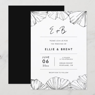 Invitación Elegante minimalista Ginkgo Biloba boda