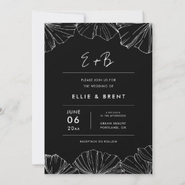 Invitación Elegante minimalista Ginkgo Biloba boda