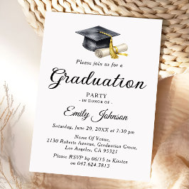 Invitación Elegante Minimalista Graduación Minimalista