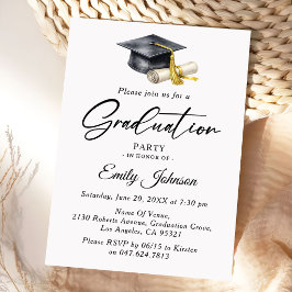 Invitación Elegante Minimalista Graduación Minimalista