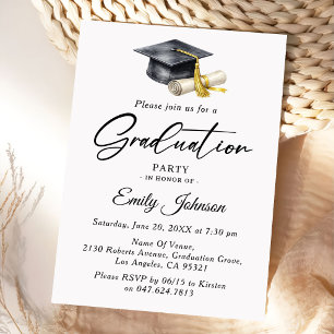 Invitación Elegante Minimalista Graduación Minimalista