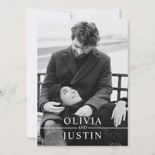 Invitación Elegante Minimalista Guardar la fecha (Reverso)