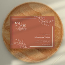 Elegante Minimalista Guardar la fecha Boda Teracot