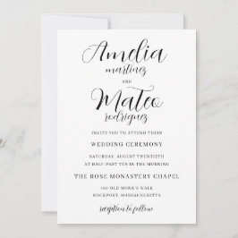 Invitación Elegante Minimalista guión Boda moderno