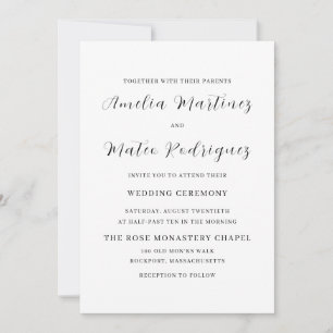 Invitación Elegante Minimalista guión Boda moderno