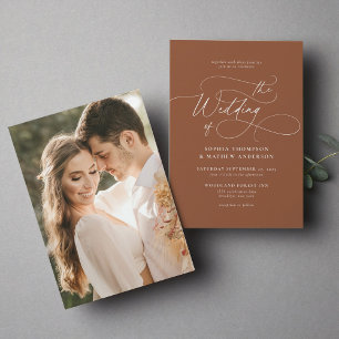Invitación Elegante Minimalista guión de Boda de fotografía T