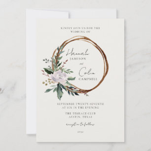 Invitación Elegante Minimalista invierno Wreath White Green