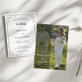 Invitación Elegante Minimalista Moderna Limpia Foto Boda 