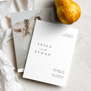 Invitación Elegante Minimalista Moderno Foto Boda