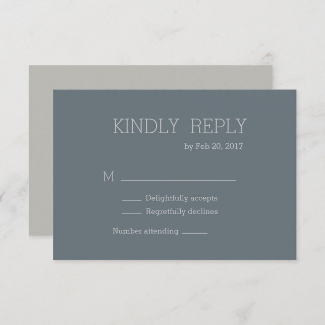 Invitación Elegante minimalista moderno respuesta bodas gris  (Anverso / Reverso)
