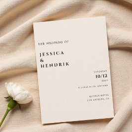 Invitación Elegante Minimalista Moderno Simple Boda de Crema