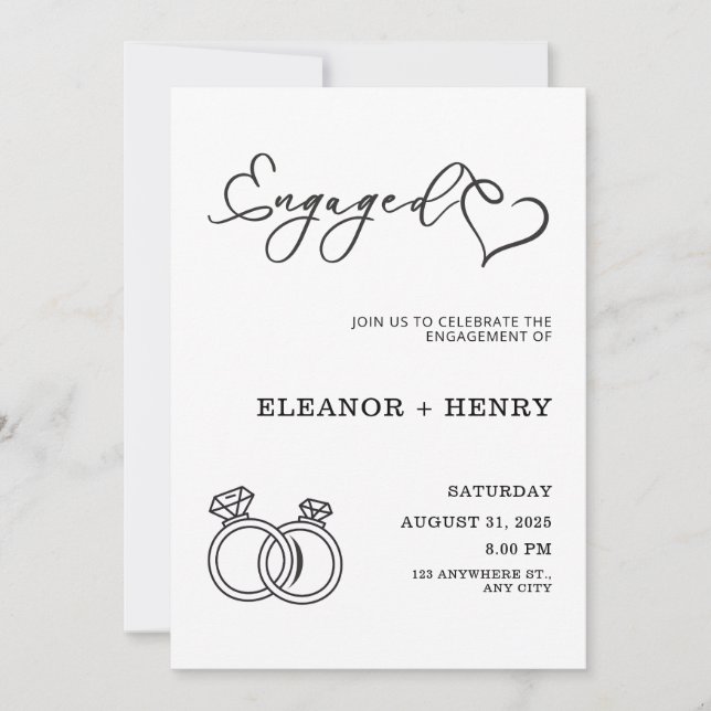 Invitación Elegante minimalista negro y blanco de moda  (Anverso)