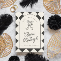 Elegante minimalista negro y blanco salvan la fech