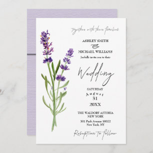 Invitación Elegante Minimalista nuevo Boda de Lavanda de Moda