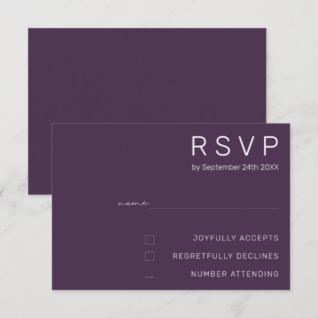 Invitación Elegante Minimalista Pastel Moderno Rosa Boda RSVP (Anverso / Reverso)