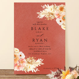 Invitación Elegante, minimalista, rojizo, grano, Boda de crem