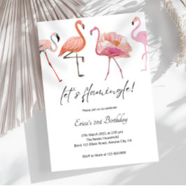Invitación Elegante Minimalista Rosa Flamingle Flamenco