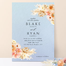 Invitación Elegante, minimalista, Rubor Cream Blue Boda I