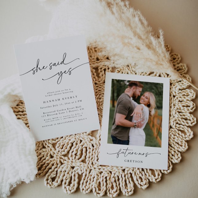 Invitación Elegante Minimalista "She Said Yes" Bridal Shower (Subido por el creador)