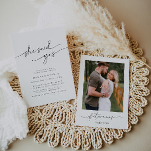 Invitación Elegante Minimalista "She Said Yes" Bridal Shower