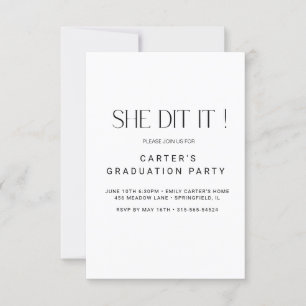 Invitación elegante minimalista simple, negro y blanco de alt
