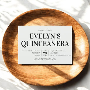 Invitación Elegante Minimalista Simple Quinceanera Verde