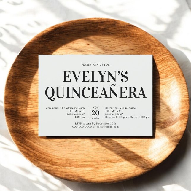 Invitación Elegante Minimalista Simple Quinceanera Verde (Subido por el creador)