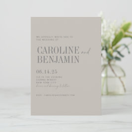 Invitación Elegante minimalista Taupe Gray Script Wedding RSV