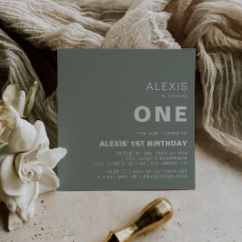 Invitación Elegante minimalista Verde formal primer Fiesta de